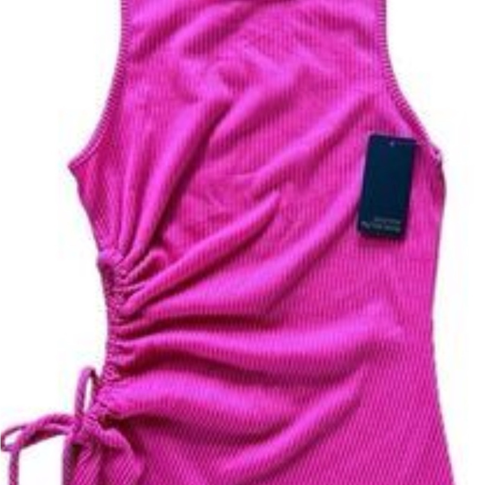 Pink Sleeveless Ruched Dress